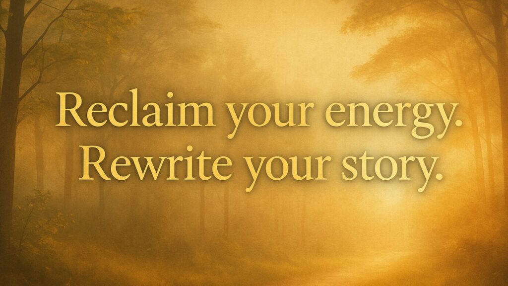 Reclaim Your Energy ~ calming golden light hero image for energy restoration sessions.